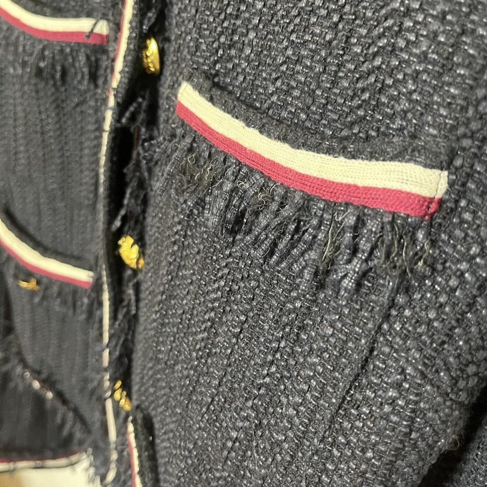 Veronica Beard Eclipse Fringe Trim Jacket Black Tweed Blazer Women’s Size 4 - Picture 15 of 15